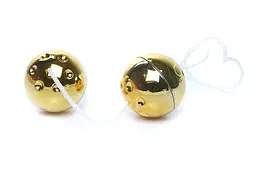 Вагінальні кульки Duo-Balls Gold, 3.5 см, золотий - мініатюра 3