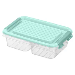 Харчовий контейнер Ardesto Fresh двосекційний 2х0.25 л, пластик, прямокутна, блакитний (AR1302B)