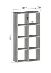 Стелаж-полиця для книг та іграшок Moreli FG-10 на 8 осередків 720x1427x280 мм Бетон - мініатюра 2