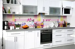 Вініловий кухонний фартух Райдужні Гори Візерунки наклейка для кухні ПВХ Абстракція Рожевий Happy Pocket Z181753