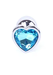 Анальна пробка - Jewellery Silver Heart Plug Light Blue - мініатюра 2