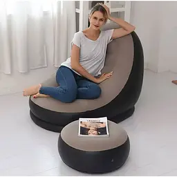 Крісло надувне Intex AirSofa велюрове з пуфиком для дому та саду - мініатюра 8