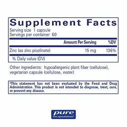 Цинк Pure Encapsulations Zinc 15 мг 60 капсул - мініатюра 2