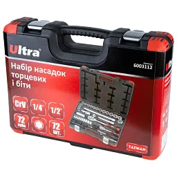 Набір насадок торцевих і біт 1/4", 1/2" 72 шт CrV Taiwan ULTRA (6003112) - мініатюра 8