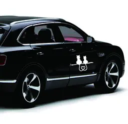 Наклейка в авто Закохані коти 17,8х10,8 см Білий, RR123422 - мініатюра 2
