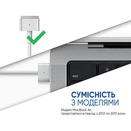 Зарядний пристрій для макбука 45W, MagSafe 2 (T-tip), білий блок живлення, зарядний пристрій для ноутбука + магнітний кабель, швидка зарядка, адаптер живлення Apple MacBook (ARS31320) - мініатюра 4