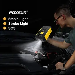 Пусковий пристрій 12V 800А з компресором Foxsur FJS-950 Автомобільний бустер джамп стартер Yellow (19449) - мініатюра 12