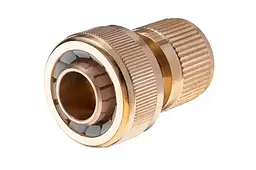 Конектор латунний на поливальний шланг з аквастопом Intertool Storm 1/2 x 3/4 - мініатюра 2