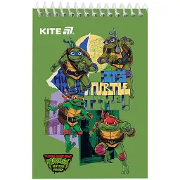 Блокнот Kite Ninja Turtles на спіралі А6, 48 аркушів, нелінований (NT25-196)