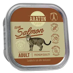 Вологий корм для дорослих стерилізованих котів із лососем ARATON Adult cat with salmon. 85 г