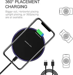 Бездротова зарядка FDGAO 20W для iPhone, Samsung, AirPods, ультратонка Qi-панель - мініатюра 6