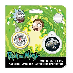 Адресник для собак і котів Waudog Smart ID з QR паспортом, Рік та Морті 1, S, діаметр 25 мм - мініатюра 4