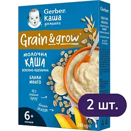 Набір 1 + 1: Молочна каша Gerber Вівсяно-пшенична Банан-Манго 480 г (2 пак. x 240 г)