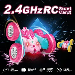 Перевертна трюкова машинка на радіокеруванні Seveclotree RC Stunt Car PHG4-13 360° обертання 4WD повнопривідна рожева (SKU-160) - мініатюра 5