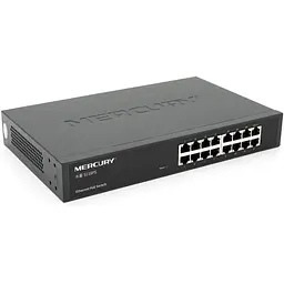 Комутатор POE Mercury S116PS 15 портів POE 100Мбит + 1 порт Ethernet (UP-Link) 100 Мбіт, БП вбудований, кріплення в стійку, BOX (294 * 180 * 44)