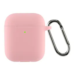 Силіконовий чохол для навушників Apple AirPods 2, Hang Case, рожевий, ультратонкий захисний кейс товщиною 2 мм, захист від подряпин, пилу та ударів, компактний, з карабіном для кріплення, ArmorStandart (ARM59688)