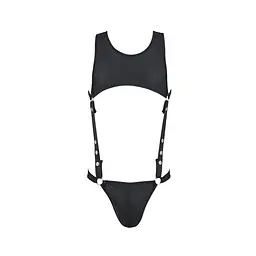 Чоловіче шкіряне боді Passion 056 ADAM XXL/XXXL Black, заклепки - мініатюра 5