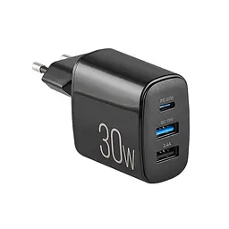 Мережевий зарядний пристрій Brevia ePower PD20W+QC18W+12W чорний(45030DUCB)