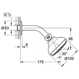 Верхній душ Grohe TEMPESTA 27870000, Хром - мініатюра 2