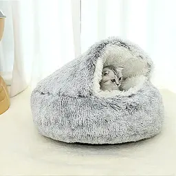 Плюшева лежанка Люпосанчик Grey Plush Pet Bed для котів та собак d 100 см - мініатюра 4