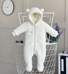 Утеплений в'язаний комбінезон для малюків "Мішутка" зріст 68 см Kid's Fantasy Молочний