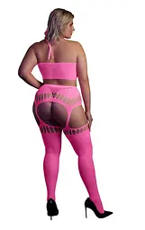 Комплект білизни Ouch! Two Piece with Crop Top and Stockings, XL/XXXXL (рожевий) - мініатюра 2