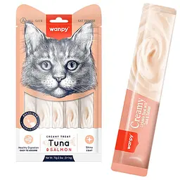 Рідкі ласощі для котів Wanpy Creamy Lickable Treats Tuna & Salmon Ванпі Тунець із лососем 5 шт по 14 г