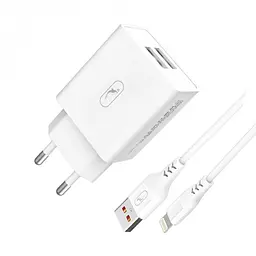 Зарядний пристрій SkyDolphin SC30L (2USB, 2.1A) White + кабель Lightning (MZP-000112)