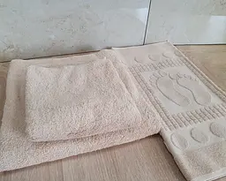 Набір турецьких махрових однотонних рушників Zeron 50х90+70х140+50х70 Beige щільність 500 г/м2
