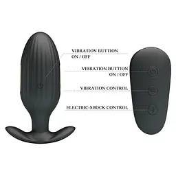 Анальна пробка Pretty Love Electric Shock Massager 9.2 см (чорний) - мініатюра 6
