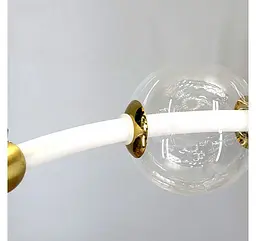 Підвісна LED люстра-кільце Artlight 81991/D730 біла з латунню та скляними плафонами діаметром 72 см - мініатюра 4