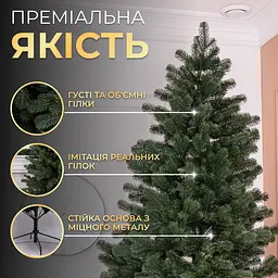 Лита штучна ялинка 1.8 м зелена Говерла реалістична Преміум Lugi TD-GOVGR18 - мініатюра 2