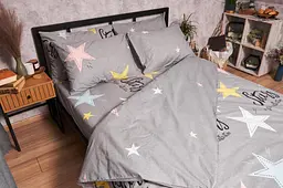 Комплект постільної білизни Moon&Star Бязь Gold Люкс Gray Stars Дитячий 110x140 см наволочки 2x40x40 см - мініатюра 4