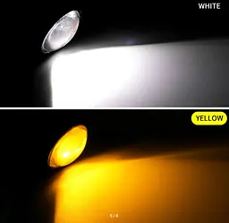LED Денні ходові вогні ДХО очі врізні D23 мм 3W 12V Білі з Жовтим поворотами 2 шт. - мініатюра 5