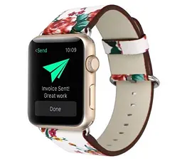 Шкіряний ремінець Primo White Flower для Apple Watch 38 мм, 40 мм, 41 мм розмір S - мініатюра 2