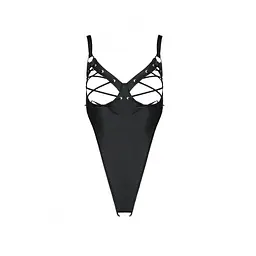 Боді з екошкіри Passion CELIN BODY S/M, black, з доступом, відкритий - мініатюра 5
