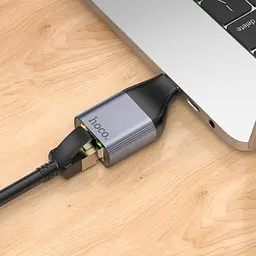 Перехідник Hoco UA35 Type-C to RJ45 Metal grey - мініатюра 5