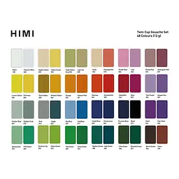 Набір гуашевих фарб HIMI Twin Cup 48x12 мл, 3 пензлі, персиковий пластиковий пенал (6976939681082) - мініатюра 2