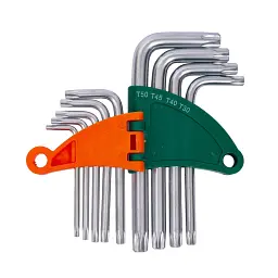 Ключі TORX 9шт T10-T50мм CrV (короткі з отвором) GRAD (4022275) - мініатюра 2
