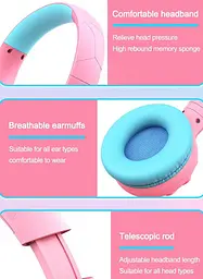 Дитячі бездротові навушники з єдинорогом Onikuma B-75 з Bluetooth 5.4, RGB підсвіткою Рожеві - мініатюра 6
