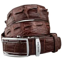 Ремінь-автомат з натуральної шкіри крокодила (каймана) коричневий CROCODILE LEATHER 18235 120 см - мініатюра 1
