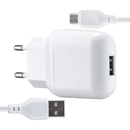 Мережевий зарядний пристрій XO L37 EU charger with micro cable Білий