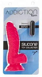 Ребристий фалоімітатор Addiction - Tom 7″ Dildo With Balls - Pink, віброкуля в подарунок - мініатюра 6