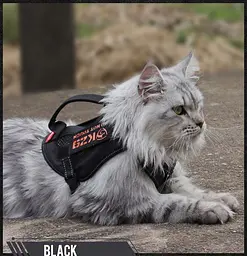 Шлейка для котів Fanxing Pet, світловідбивний жилет із ручкою M, Чорний - мініатюра 2