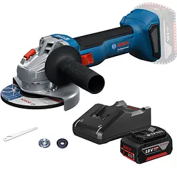 Акумуляторна кутова шліфмашина Bosch GWS 18V-8 Professional з акб GBA 18V 4.0 Ah та з/п GAL 18V-40, в картоні