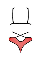 Комплект білизни Passion Peonia Set S/M red бра трусики - мініатюра 4