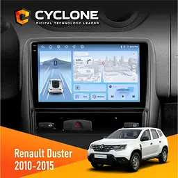 Штатна магнітола Renault Duster 2010-2015 Cyclone C9-012 4x64, DSP, 4G Cyclone (НФ-00007999)