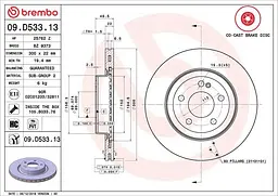 Диск тормозной вентилируемый Mercedes E-class, C-class, Glc, Cls 13-25г Brembo ( 09.D533.13 )
