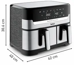 Мультипіч Tefal на 2 чаші Dual Easy Fry & Grill Air Fryer 2700Вт сенсорне керування 8 програм гриль пластик нержавіюча сталь - мініатюра 3