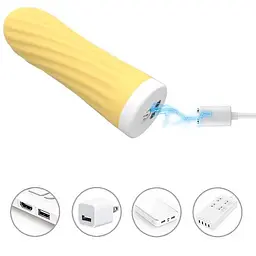 Міні-вібратор «Rechargeable Silicone Touch» 10 режимів вібрації жовтий K0984-2 - мініатюра 4
